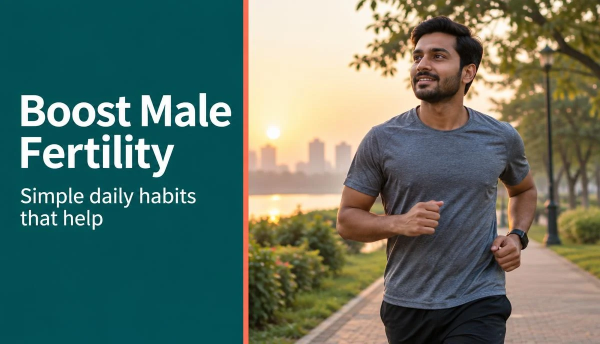 A couple jogging together in a park, illustrating healthy lifestyle habits.