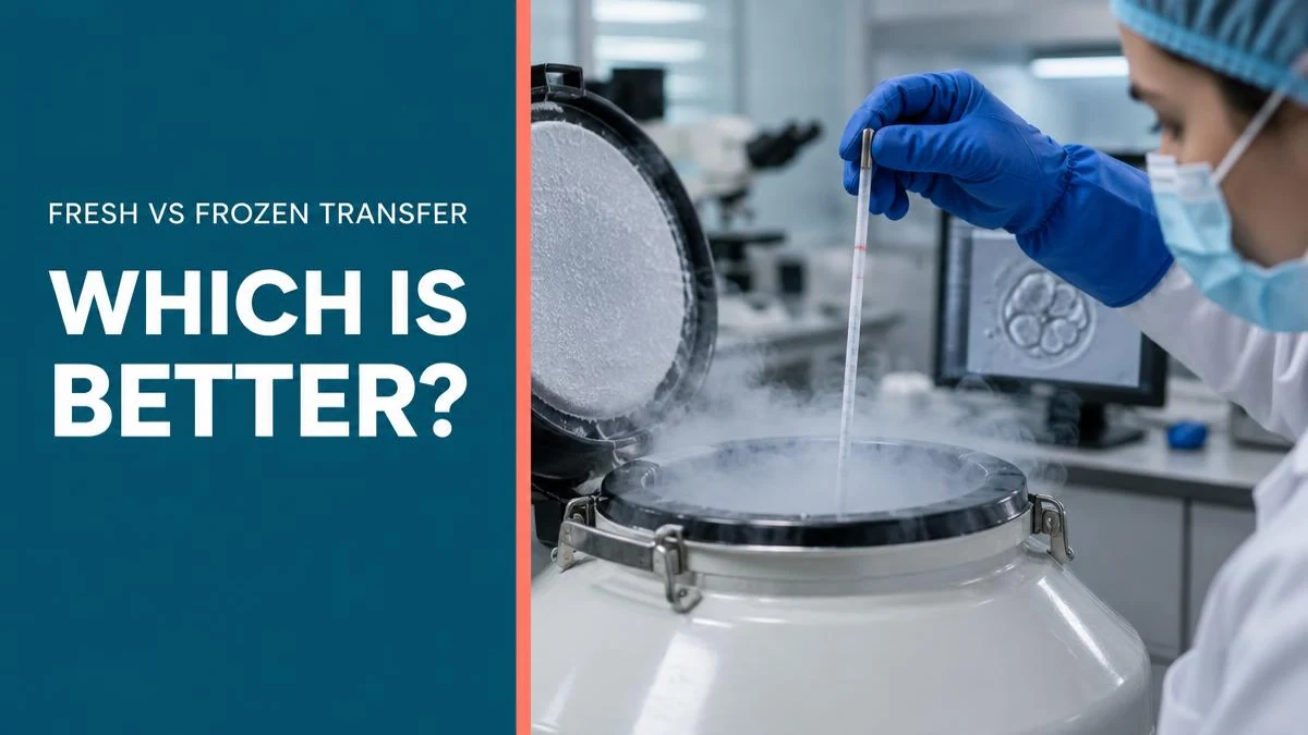 A comparison diagram showing fresh and frozen transfer options.