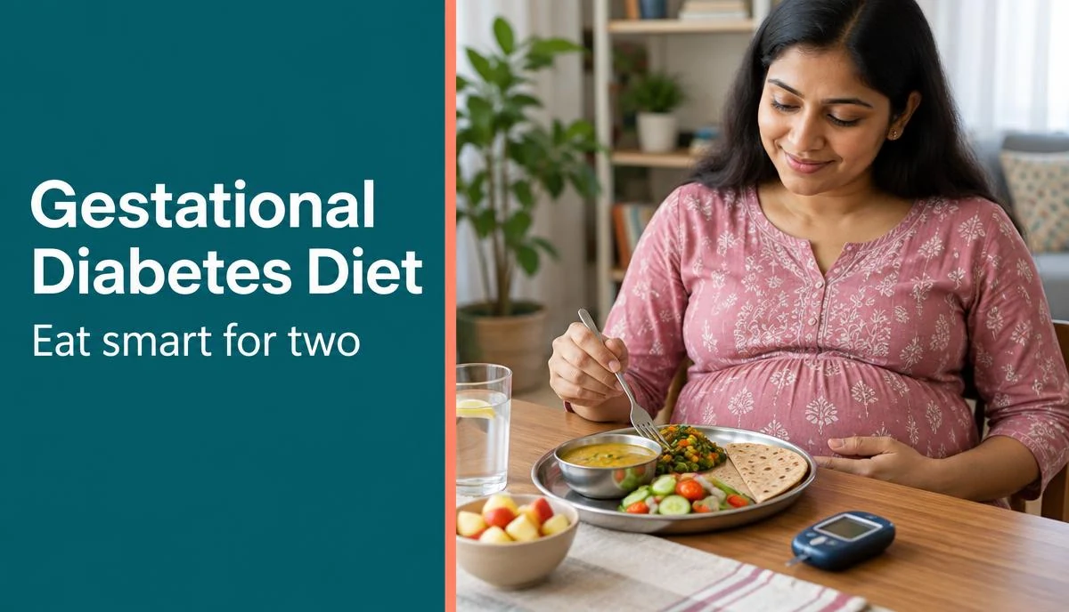 A healthy, balanced meal plate illustrating portion control for gestational diabetes.