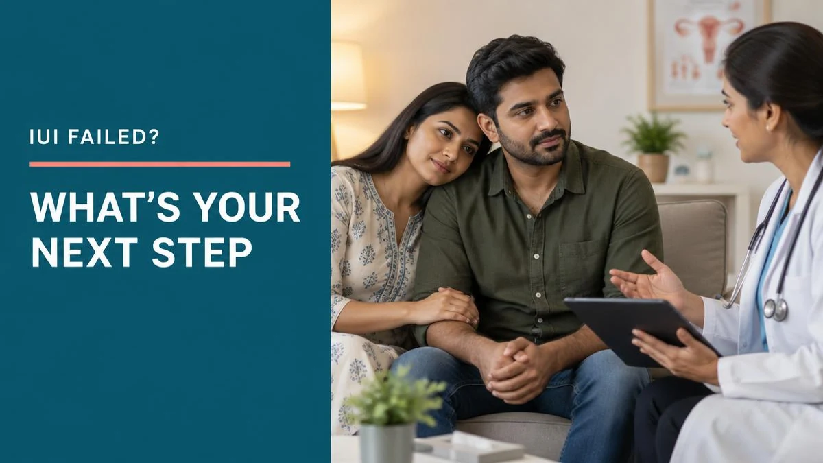 A doctor discussing next steps after failed IUI with a couple.